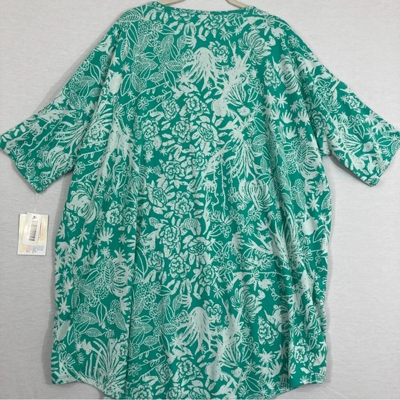 NEW LuLaRoe Green White Soft Stretch Floral Tunic size 2XL - Picture 7 of 8